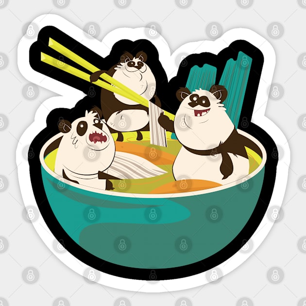 Ramen - Noodles - Panda For Ramen Lovers Sticker by Dots & Patterns